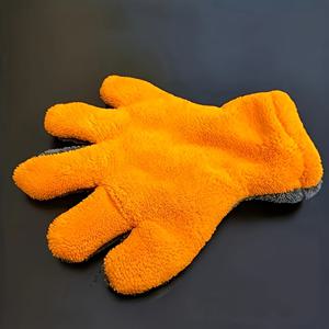 TEMU 1개 코랄 벨벳 자동차 세차 장갑 - 스크래치 방지 초미세 섬유, 재사용 가능 & 부드러운 흡수력 좋은 다섯 손가락 디자인, 차량 디테일링 및 먼지 제거, 수동 청소 도구, 자동차 클리닝 액세서리