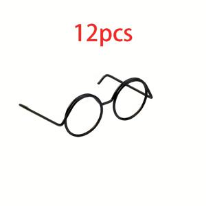 TEMU 12개 골드//블랙/실버 35mm 안경 끈 액세서리, 다양한 색상의 미니 안경 프레임, 순금 공예용 안경 부품, 아트 프로젝트 및 플라스틱 눈동자 소품에 적합, 미니어처 유리 조각상 제작용