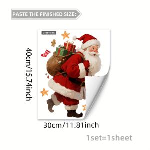 TEMU 1장 30x40cm & 크리스마스 창문 스티커 - 눈꽃, 별 장식 PVC 홈 데코 (거실, 침실용) - 쉽게 붙이고 떼는 일회용 캔디 크리스마스 장식, 축제 디자인, 시즌별 선물 구매자, 눈꽃 장식, 탈착 가능한 스티커