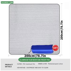 TEMU 휴대용 야외용 양면 알루미늄 호일 습기 패드 (보관 가방 포함), 접이식 와플 직조 디자인으로 보온성 우수 - 여행, 해변, 하이킹, 피크닉 및 캠핑 텐트에 완벽 - 사계절 사용 가능|텐트|캠핑매트