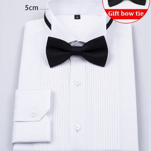 TEMU 2025년 신제품 남성용 스트레치 드레스 셔츠, 고급 비즈니스 포멀 셔츠, 웨딩 연회 신랑 의상, 사무실 엘리트 화이트 칼라 전문 복장, 슬리밍 편안하고 스타일리시한 디자인, 관리가 쉬운 다용도 패션 매칭 액세서리