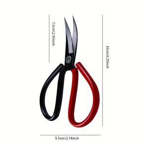 TEMU 1개 대형 고탄소강 커브드 가위 - 공예, 산업용, 고무 트리밍 및 자수 수선에 적합한 날카로운 각도 칼날 | 정밀 절단 가능 | 내구성 있는 블랙 또는 레드 마감 | 바늘질과 스티칭 필수 도구 | 굽은 칼날 | 탄소강 가위
