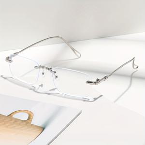 TEMU 남성용 스타일리시 림리스 안경 - 가벼우면서 내구성 있는 PC 프레임과 장식 렌즈, 비즈니스 및 캐주얼 착용에 완벽, 일상용 안경| 안경|가벼운 안경