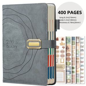 TEMU 브레이브 엘크 2026 데일리 플래너 & 캘린더 매거진 - 400페이지 내구성 하드커버, 365일 투도 목록, 월별 및 주간 차트 & 그래픽, 청소년 및 성인을 위한 완벽한 선물, 작업 정리 노트북, 시간 관리 노트북, 튼튼한 커버 디자인