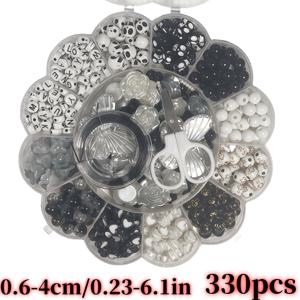 TEMU 330개 6-40Mm 다크 시리즈, 플룸 블로섬 플레이트, 13 그리드, 아크릴 비즈, DIY 브레이슬릿, 휴대폰 체인, 목걸이, 장식품. 축제, 선물, 휴일 선물. 장식 비즈, (스켈레톤 헤드, 러빙 하트, 라운드 비즈, 레터 비즈, 플라워 비즈, )