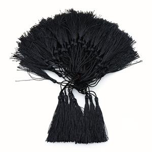TEMU 100개 블랙 중국 노트 TASSEL, 로프 링, 미니 사틴 소프트 글로우 북마크, 키체인 귀걸이 보석 제조, 선물, 졸업식, 의류 수선, 선물 태그, DIY 공예 13cm/5.12in