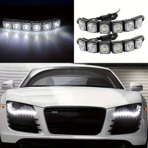 TEMU 2개 세트 PCCDOW 6SMD 화이트 & 블루 LED 비드 유연한 자동차 LED 조명 - 6V DC 12V 안전 운전 전구, SUV 및 픽업 트럭용 - 차량 외부 조명 스트립, 스타일리시 나이트 라이트, 쉬운 설치, 차량 LED 라이트, 차량 안전 액세서리, 슬림한 라이트 스트립, 배터리 없는 이지인스톨