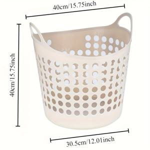 TEMU 1개 접이식 플라스틱 세탁 바구니, 손잡이 포함 - 현대적인 둥근 더러운 옷 바구니, 욕실, 침실 및 가정 조직용, 필수 가구품용 다기능 보관함, 세탁실 액세서리, 세탁 바구니
