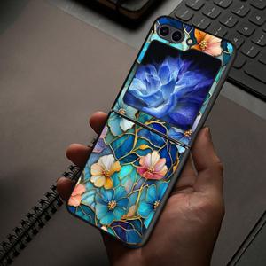 TEMU 섬세한 컬러 꽃잎 디자인 삼성 갤럭시 ZFLIP7 Z Flip 7/6 5 4 3 Z Flip 3/4 ZFlip 5G Z Flip 5/6 전용 하드 백 커버 폰 케이스