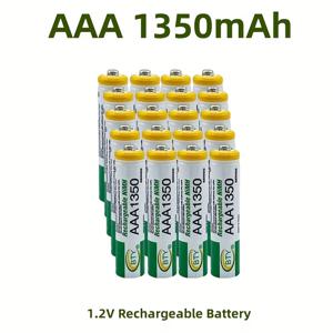 TEMU 1000회 충전 가능한 AAA 니켈수소 배터리, 사전 충전 1.2V AAA 배터리 1350mAh Ni-MH 충전식 AAA 배터리, 시계 및 라디오, 전자 게임, 스트링 조명, 무선 전화기, 전기 자동차 등에 적합, 휴대용 전원 공급원,리튬이온 대체품,가젯 사용자들,가정용 필수품