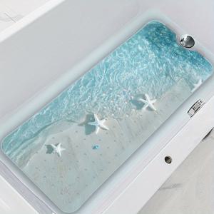 TEMU 빛나는 파란 바다와 모래사장 장면이 있는 욕조 매트 - 미끄럼 방지, 내구성 있는 PVC, 안정성을 위한 흡착컵 - 성인 및 어린이 모두에게 완벽한, 세탁기 사용 가능, 욕조 매트