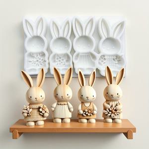 TEMU 귀여운 토끼 실리콘 몰드 - 베이킹 & 캔디 만들기용, 재사용 가능한 논스틱 DIY 퐁당, 초콜릿, 비누, 클레이 몰드 (앉은/서 있는 토끼, 귀, 발 포함) - 부활절, 봄 공예, 샤워 선물용 (액체/고체)