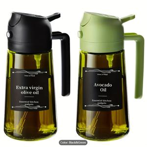 TEMU 미끄럼 방지 베이스가 있는 유리 오일 스프레이 병 - 요리, 에어프라이어, 샐러드, 그릴용 정밀 오일 디스펜서 - , 땅콩, 올리브 오일에 호환 가능 - 우아한 블랙 라벨 디자인 - 홈 셰프를 위한 이상적인 선물, 조리 액세서리, 현대 주방 도구|에어프라이어