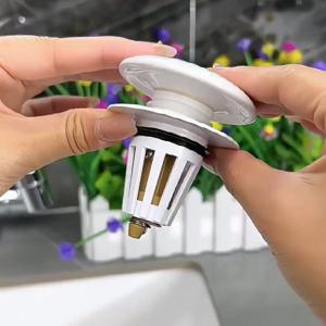 TEMU 세라믹 팝업 배수구 스토퍼, 싱크대/욕조에 적합 - 빠른 배수를 위한 스프링 코어 디자인, 클릭-클릭 방류 방지 욕실 주방 배수구, 냄새 방지 스프링 코어 장착, 고무 씰로 간편하게 설치 및 누수 방지