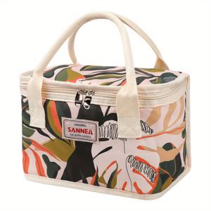 TEMU 프린트 아이스 팩 보온 가방, 휴대용 컨테이너 포함, 체크무늬 디자인, 튼튼한 손잡이 설계, 스타일리시 쿨러백, 내구성 있는 단열 기능, 식품 비접촉 보관 파우치, 가정용 정리 용기