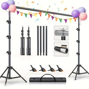 TEMU 10x20ft 조절 가능한 철 백드롭 스탠드, 보관 가방 및 클립 포함 - 스튜디오, 라이브 스트리밍, 파티, 결혼식, 야외 부스, 테마 이벤트, 이벤트 백드롭 스탠드, 파티 장식, 다용도 장식, 튼튼한 구조, 이벤트 기획자용 휴대용 사진 배경 홀더