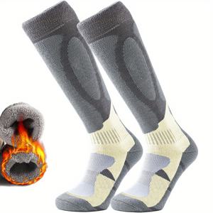 TEMU 1/3켤레 남녀용 스키 양말 발목 부스러기 방지 | 미끄럼 방지, 보온, 통기성, 충격 방지, 스키/스노보드 전문 운동용, 폴리에스터, 엘라스테인, 미드 카프, 니트 원단