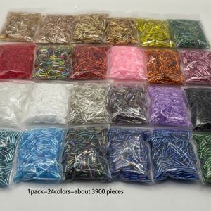 TEMU 3900가지 컬러풀 유리 튜브 비즈, 2X6mm - DIY 주얼리, 팔찌, 목걸이 및 공예 프로젝트용 24가지 생동감 있는 색상 - 손바느질, 의류, 가방 및 크로스 스티치 액세서리, DIY 주얼리 만들기 | 창의적인 수제 아이템 | 원통형 비즈 | 비드워크, 주얼리 만들기 용품