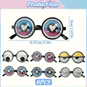 TEMU 6개 원형 프레임 웃긴 안경, 성인용 패셔너블한 신기한 파티 안경, 파티용 코스튬 액세서리, 할로윈, 크리스마스 행사 & 파티 용품 (크리스마스, 새해, , 파티 이벤트)용 포토부스 소품 및 축제