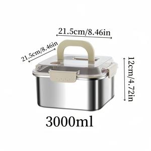 TEMU 1개 대용량 밀폐형 잠금 뚜껑 & 쌓기 가능 스테인리스 스틸 식품 보관 용기 - 내구성 강한 누수 방지 팬트리, 식사 준비용 용기, 고기, 채소, 냉동고용, 1200ml/1600ml/2300ml/3000ml|냉동고|트라이탄밀폐용기