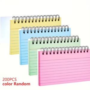 TEMU 200매 스프링 제본 격자 노트 카드 - 각 50매, 튼튼한 PVC 커버, 7.49 x 12.5cm, 메탈 코일 바인딩, 가정 및 사무실용 휴대용 학습 플래시 카드, 다양한 색상, 격자 종이 패드, 학습 플래시 카드 | 노트 카드 | 튼튼한 PVC 커버