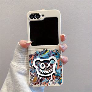 TEMU 폰 케이스: OX 베어 화이트 라이스 블랙 패턴 TPU 접이식 풀바디 충격방지 폰 케이스 - 갤럭시 Z 플립 7, 갤럭시 Z 플립 6, 갤럭시 Z 플립 5, 갤럭시 Z 플립 4, 갤럭시 Z 플립 3 5G용 - 슬림 경량 스크래치 방지 보호 커버