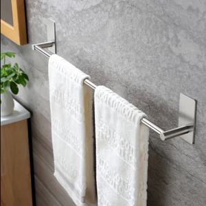 TEMU 1개 스테인리스 타월봉 23.62인치 - 자가 접착식 벽걸이 욕실 & 주방 타월 랙, 공간 절약형 모던 디자인, 내구성 강한 녹 방지 구조, 드릴링 불필요, 소형 욕실/주방용 쉬운 설치 (타월, 수건, 핸드타월 거치대)
