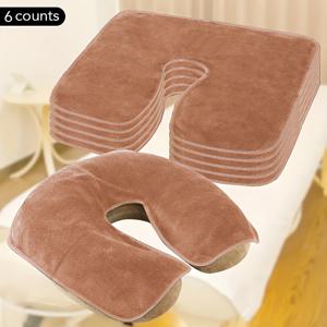 TEMU 6개입 뷰티 살롱 마사지 헤드 타월 - 하트 모양 U형 얼굴 패드, 부드럽고 푹신한 소재, 세탁기 사용 가능, 내구성 강화, 다양한 색상 제공