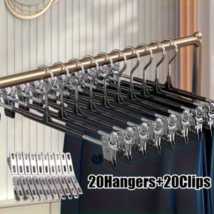 TEMU 이 세트의 40개 바지 걸이에는 바지 걸이와 스테인리스 스틸 클립이 함께 제공됩니다. 가정용 바지 및 의류 건조에 적합하며, 스커트 걸이, 속옷 클램프, 튼튼한 미끄럼 방지 바지 걸이도 함께 제공됩니다.|빨래건조대|행거|바지걸이