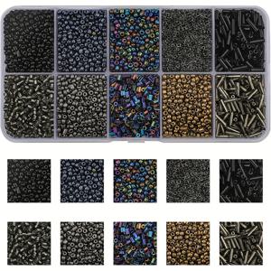 TEMU 약 5000개 레트로 12/0 유리 씨앗 비즈 - 2mm 작은 튜브 버글 비즈, 주얼리 제작용, 10가지 색상 DIY 허리 비즈, 팔찌, 목걸이, 귀걸이 - 초보자 및 전문 공예가를 위한 유리 비즈