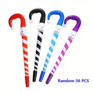TEMU 36개 크리스마스 펜, 눈사람볼펜 & 우산지팡이 페니세트 - 사무실 파티용품/선물, 시즌별 이벤트상, 재미있는 문구류, 플라스틱 Fine Point Pen, Collectible Novelty Pen