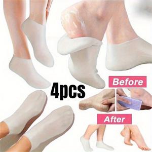 TEMU 여성용 실리콘 발목 슬리브 4개입 - 발목 관리를 위한 균열 방지, 건조하고 갈라진 발목에 적합, 이상적인 어버이날 선물, 미용 및 건강에 적합, 패셔너블한 신발 | 보습을 위한 실리콘 신발 발목 관리 세트