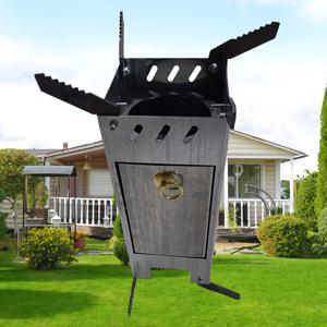 TEMU 1개 야외 접이식 스테인리스 스틸 장작 스토브 | 캠핑, 피크닉, 여행에 적합한 다기능 로켓 스토브, 차량용 휴대용, 난방, 물 끓이기 및 요리에 편리