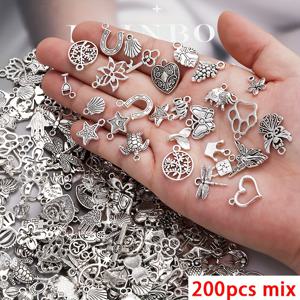 TEMU 50/100/200개 혼합 아연 합금 펜던트 참 - 빈티지 DIY 주얼리 만들기 용품, 팔찌·목걸이·액세서리용 - 다양한 모양과 디자인의 내구성 있는 금속 공예 참, 비즈 및 DIY 프로젝트용, 장식 펜던트, 섬세한 제작 기술