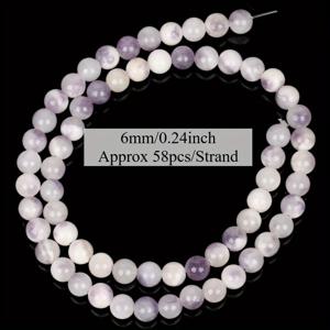 TEMU 테오와키 6/8/10/12mm 약 58/44/36/30개 천연 칼세도니 스톤 비즈 보라색 흰색 라운드 루즈 비즈 액세서리 DIY 목걸이 팔찌 귀걸이 여성 선물