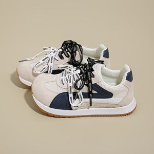 TEMU 여성용 청키 플랫폼 스니커즈 - 리프트, 로우탑 라운드토 레이스업 캐주얼화, 아치 지원 & 쿠션형 이너솔, 사계절 편안함 (베이지/네이비/블랙/브라운/화이트/그레이/옐로우/블루), PU 코팅과 고무창으로 &신장감 UP, 진s/드레스와 어울리는 다재다능한 디자인|여성운동화