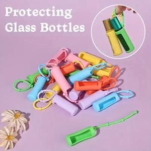 TEMU 6개 실리콘 에센셜 오일 병 슬리브 세트 - 10ml 여행용 보호 커버 후크 포함, 무향 및 무알코올 소재, 롤러볼 & 스프레이에 적합