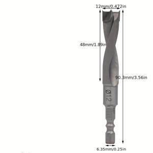 TEMU 1개 헤비듀티 카바이드 팁 헥스 샹크 드릴 비트 - 좌우 절삭 기능의 투플루트 목공용 드릴 비트, 원목, 경목, 파티클보드용 - 캐비닛 제작, 가구, DIY 프로젝트를 위한 정밀 드릴링 도구 - 임팩트 드라이버 및 수동 드릴과 호환, 긴 목재 드릴 비트