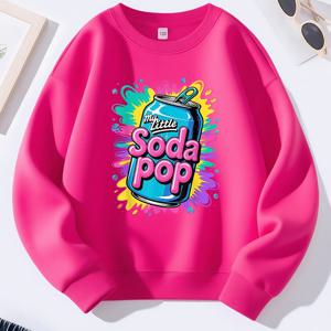 TEMU 여아용 긴팔 패션 프린트 스웨트셔츠, 가을/겨울 캐주얼 상의 (라운드넥), 야외 활동에 적합, 포근한 스웨터, 캐주얼 웨어