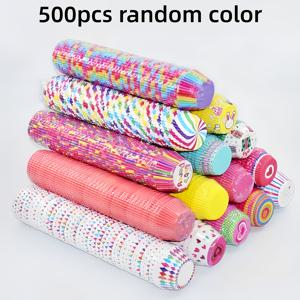 TEMU 300/500개 컵케이크 라이너 - 파스텔 & 비비드 컬러 (핑크, 옐로우, 그린, 퍼플, 오렌지, 레드, 브라운) - 우아한 플로럴, 물방울, , 단색 - 생일, 결혼식, 파티 컵케이크용 일회용 베이킹 컵 - 컵케이크 장식 호환