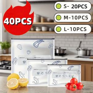 TEMU 40개입 재사용 가능 알루미늄 호일 냉장고 보관백, 세 가지 사이즈 세트, 식품용 밀봉 신선 보관백 - 냉장고나 냉동고에서 완벽하게 정리 및 보관|냉동고