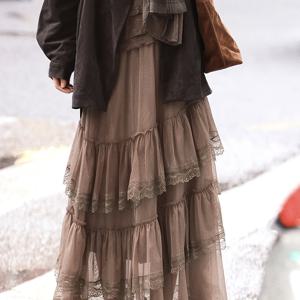 TEMU 여성용 우아한 레이스 트림 A라인 맥시 드레스 - 대조 레이스 패널, 긴 겨울 웨딩 게스트 가운, 우산 헴 & 기계 세탁 가능한 단색 드레스 (벨트 불필요) - 프로모, 정장 행사용