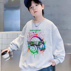 TEMU 남아 & 회색 크루넥 스웨트셔츠 - 넉넉한 핏 긴팔 티셔츠, 행복한 일상 레터링 & 무지개 디자인, 부드럽고 신축성 있는 원단, 봄/가을용, 캐주얼 학교 & 캐주얼 복장, 봄 가을 의류, 발랄한 아동 디자인, 편안한 아동복, 핏긴팔, 캐주얼복장, 가을옷