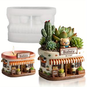 TEMU 재사용 가능한 실리콘 레진 몰드 - 지붕, 벽, 문이 있는 하우스 디자인, 쉬운 탈형 DIY 에폭시 레진, 석고 점토, 캔들 몰드, 미니어처, 정원, 비누 베이스용