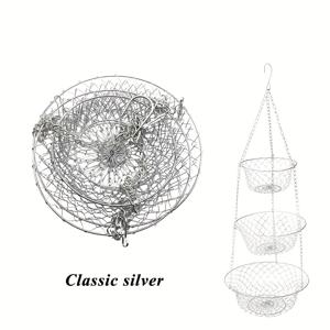 TEMU 3단 수납 바구니 걸이 바구니 과일 바구니 채소 보관 걸이 바구니 철망 바구니 접이식 과일 바구니 방 수납 장식, 주방, 거실 및 욕실 다양한 수납 장식에 적합, 금속 과일 바구니, 금속 바구니, 주방 정리 및 수납, 주방 액세서리, 주방용 과일 바구니, 채소 보관 랙, 걸이 바구니 수납