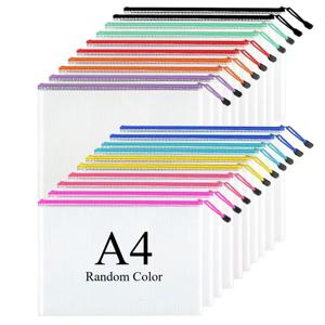 TEMU 20개 A3/A4/A5 다색 그리드 지퍼 파일 파우치 (끈 손잡이 포함) - 문서/사무용품/퍼즐 공예 보관용