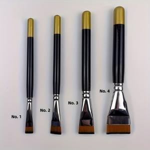 TEMU 짧은 털 나일론 래커 브러쉬 - 오일, 래커 및 코팅용 평면 넓은 펜/삽 - 예술가, 취미 활동가, 전문 페인팅 도구용 나일론 브리슬 브러쉬 (래커웨어와 호환 가능)|캘리그라피|아크릴물감