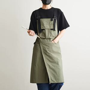 TEMU 싱글 팩, 멀티 포켓 패션 앞치마, 분리형 밑단으로 편리한 사용, 버클 디자인의 조절 가능한 어깨 스트랩, 모든 체형에 적합. 커피숍, 밀크티숍, 레스토랑 등에 이상적|테무쇼핑