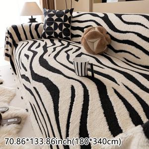 TEMU 1개 블랙 & 화이트 소파 커버 - 플러시 숏 파일 올시즌 침대 커버, 원피스 모던 소파 1/2/3/4인용 & 섹셔널 소파용, 반려동물 친화적 가구 커버 (세탁기 사용 가능)|쇼파커버|3인용쇼파