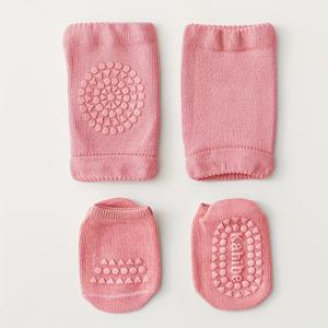 TEMU 1세트 아기 양말과 무릎 보호대, 단색, 미끄럼 방지, 남아와 여아용, 유아용 바닥 양말, 어린이 무릎 보호대